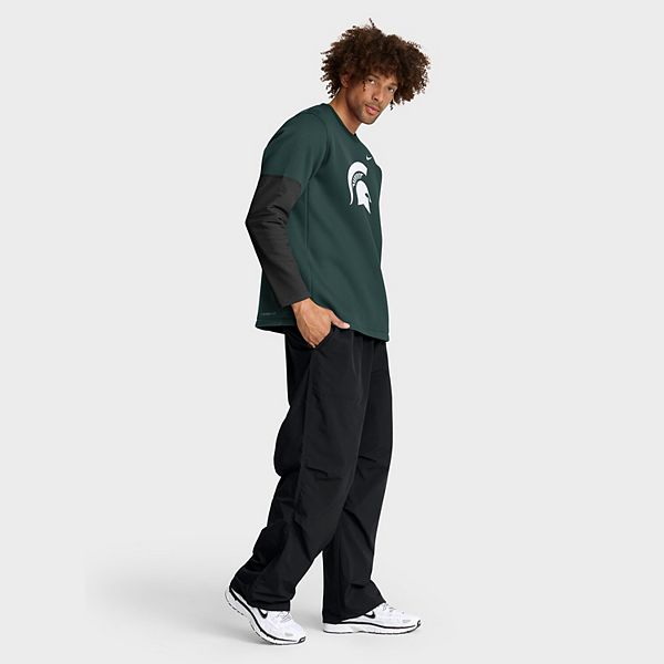 Мужская зеленая футболка с длинным рукавом michigan state spartans 2025 sideline coach performance Nike — фото 4