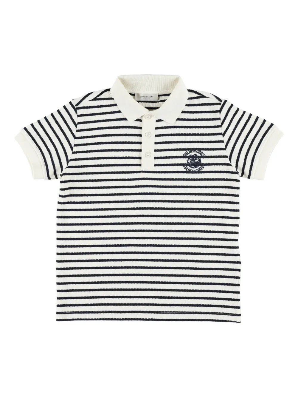 

Полосатая рубашка-поло Golden Goose Kids, белый