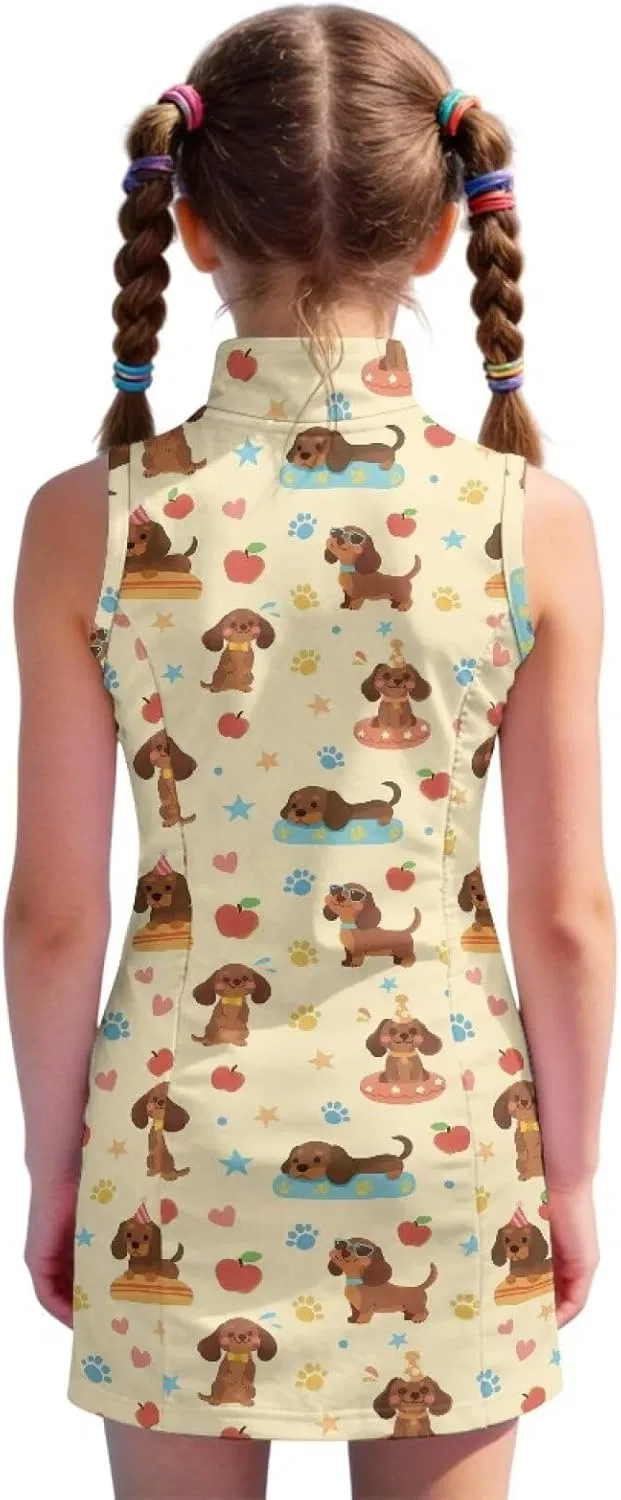 Платье для тенниса и гольфа Boatee с карманами, Cute Dachshund Print — фото 2