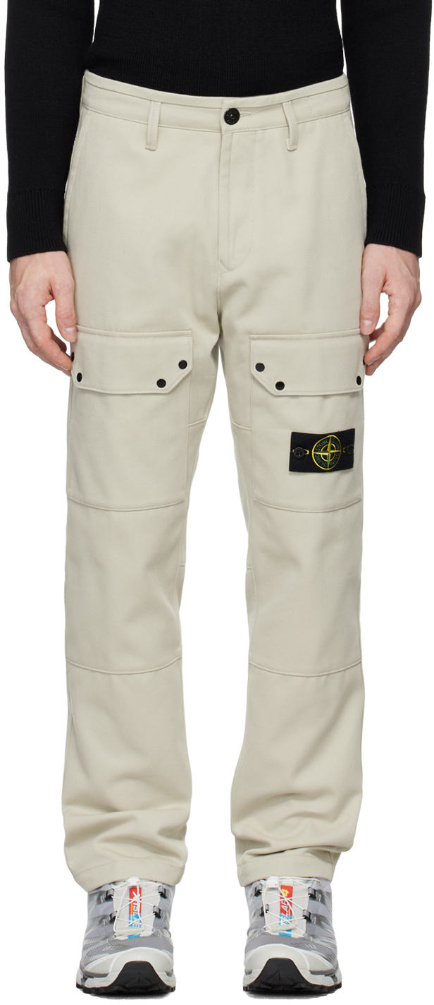 

Брюки-карго бежевого цвета с нашивкой-логотипом Stone Island