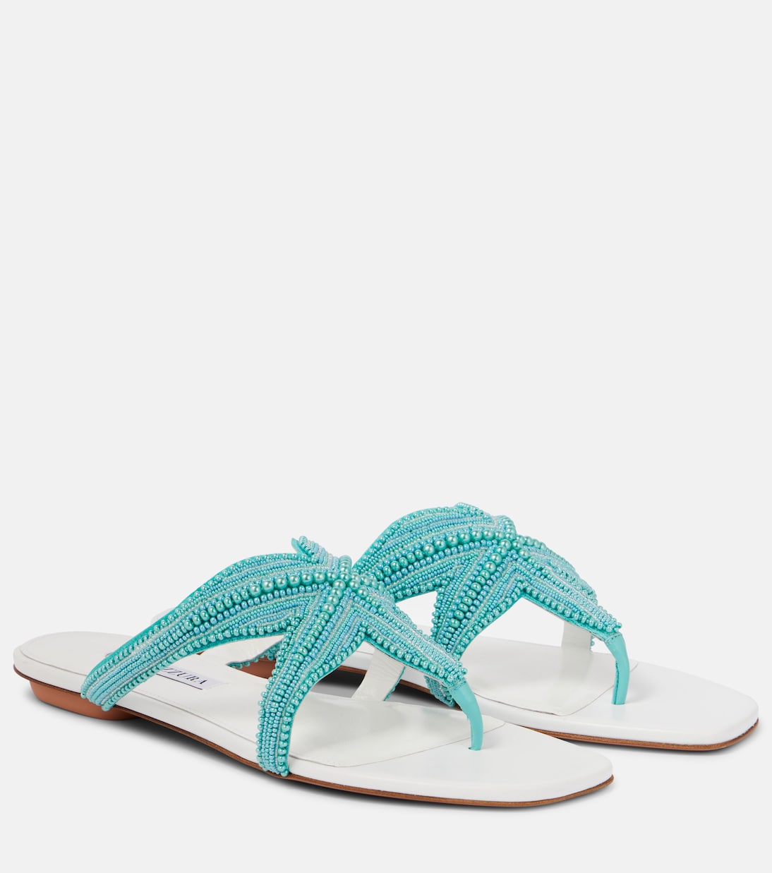 Сандалии из кожи Reef Star с декоративными элементами Aquazzura, Light Aquamarine