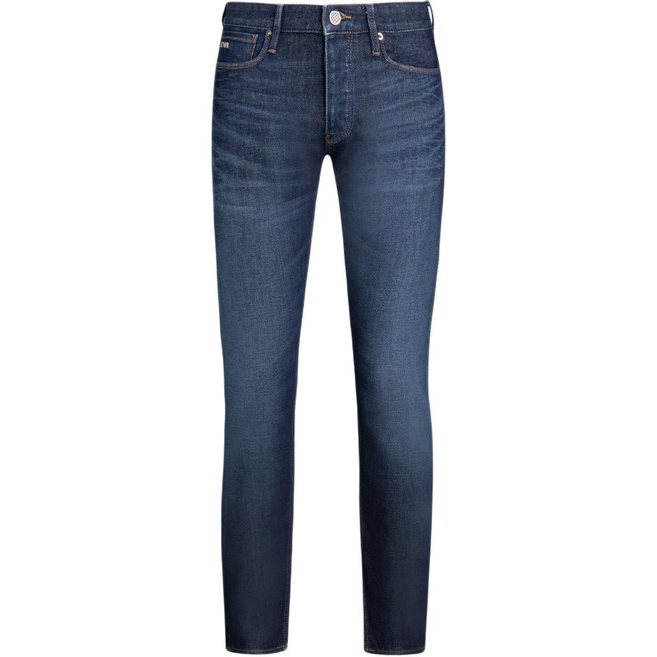 J75 Slim fit потертые джинсы с эффектом растяжки и грязевой обработкой EMPORIO ARMANI, синий — фото 3
