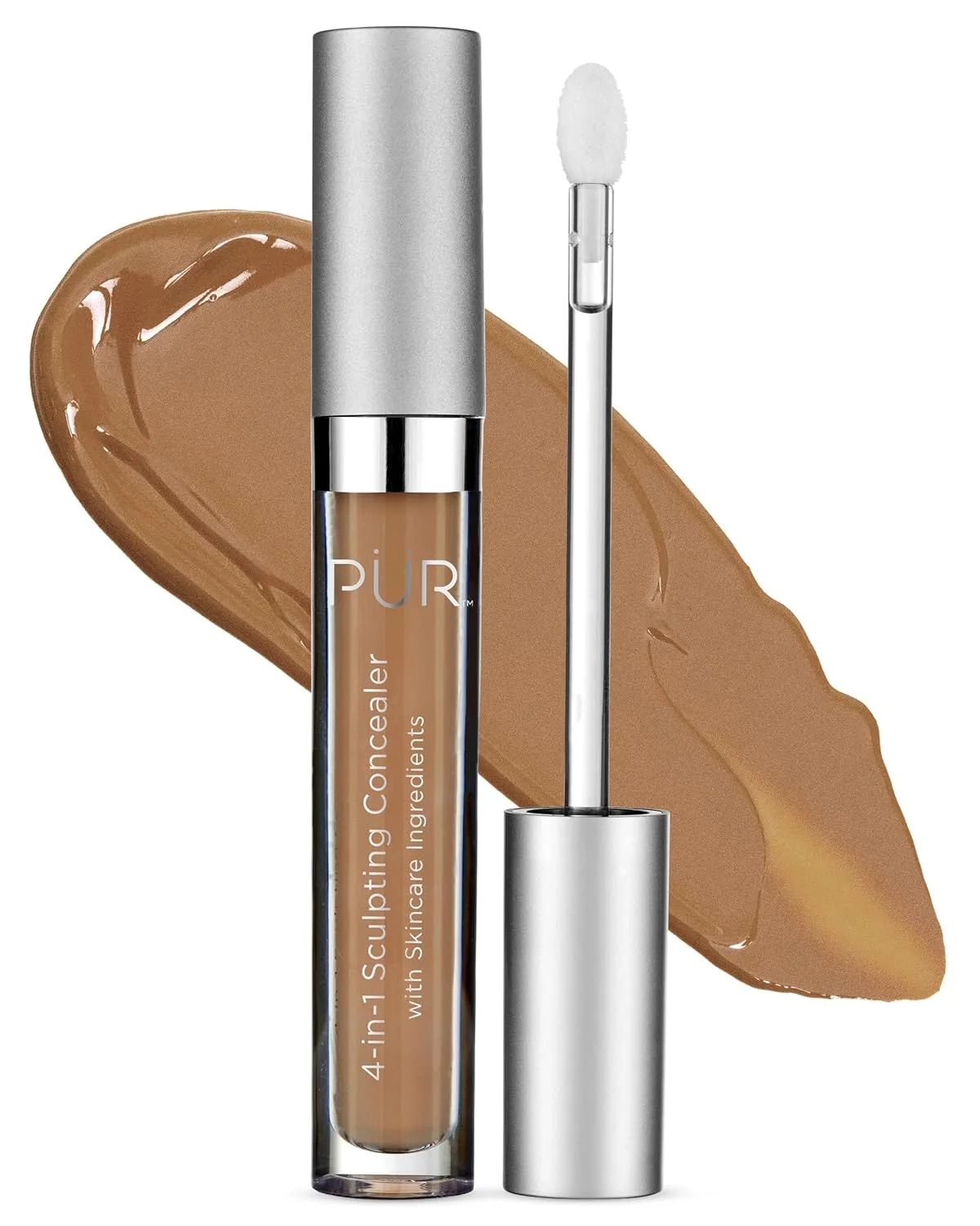 PÜR MINERALS 4-in-1 Sculpting Concealer для женщин - маскирует, осветляет, разглаживает и корректирует, увлажняющий консилер с покрытием от среднего до полного для темных кругов, Hazelnut - rich brown skin with neutral undertones