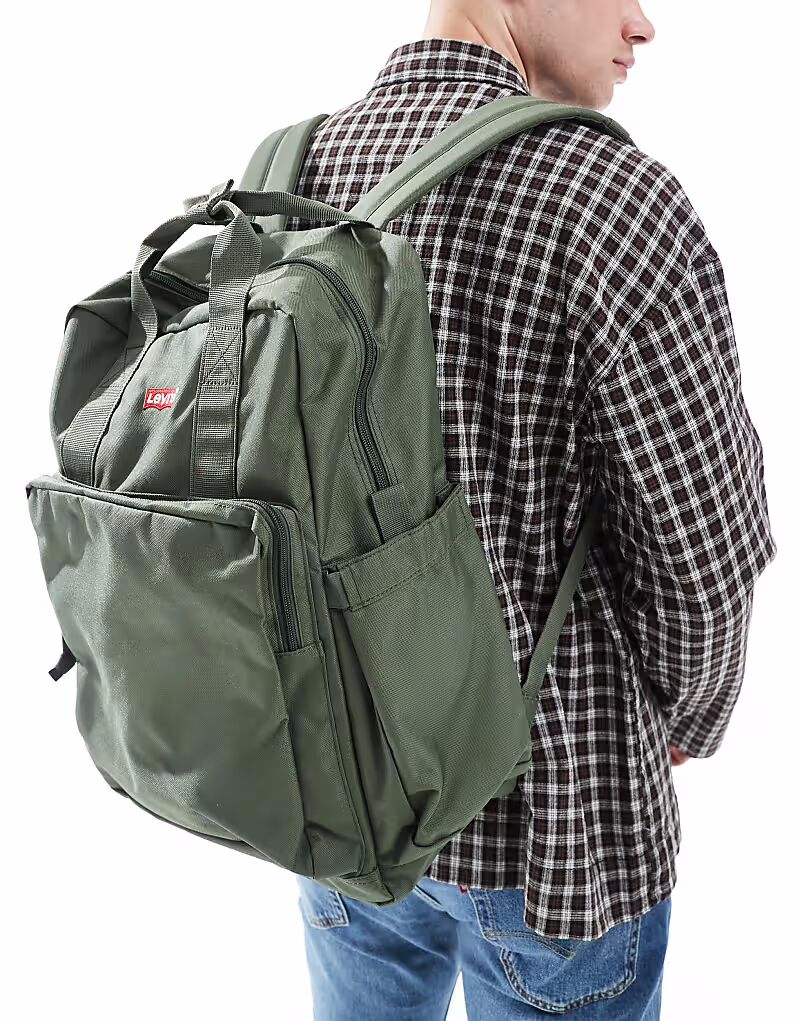 

Рюкзак Levi's L pack с логотипом «летучая мышь» темно-зеленого цвета