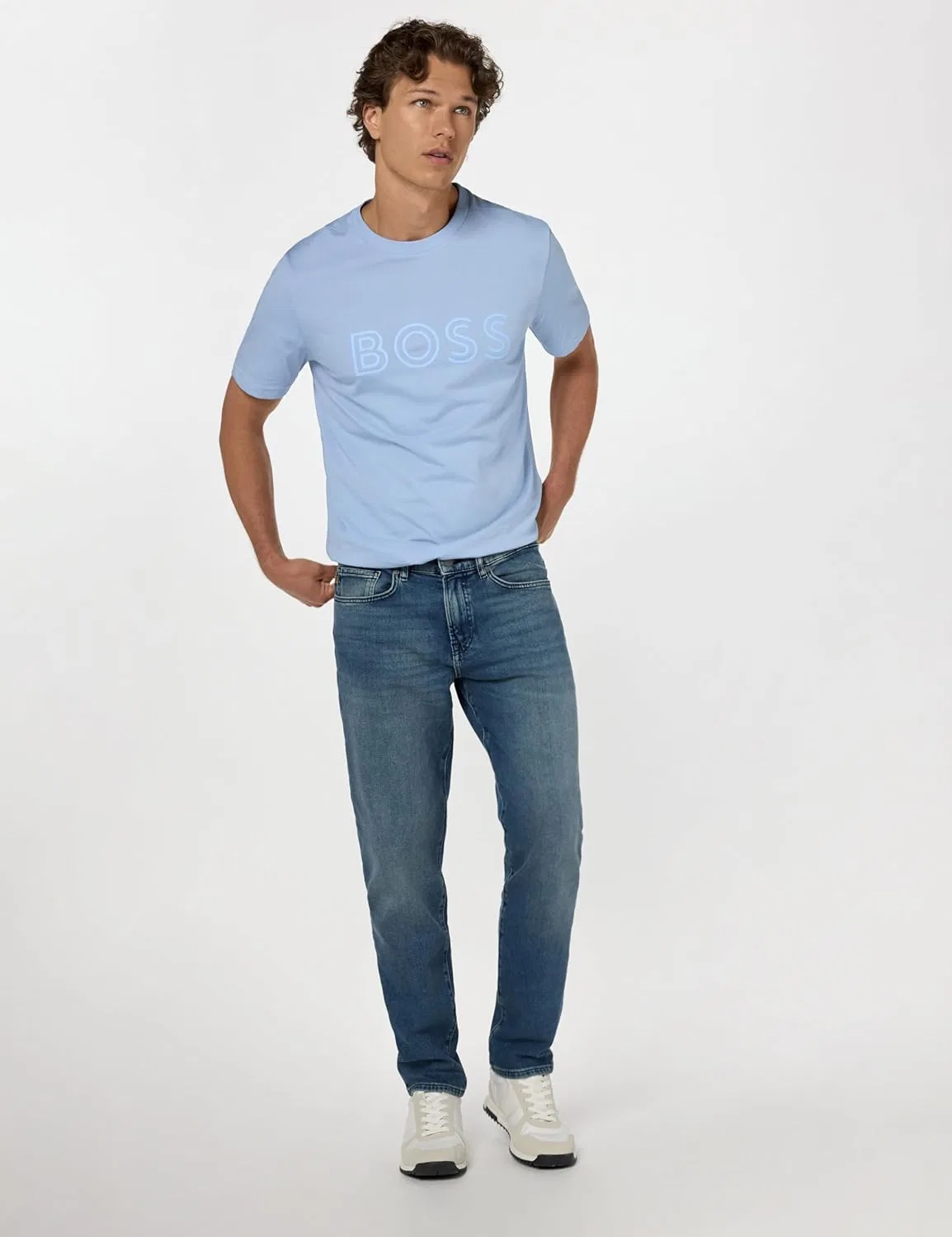 Джинсы Regular Fit Tapered BOSS, Medium Blue — фото 4
