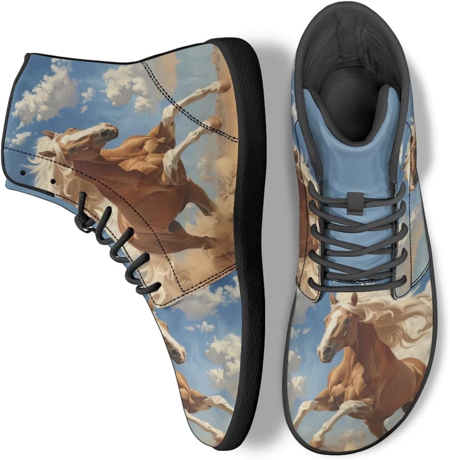 

Мужские и женские кроссовки для ходьбы из ПУ-кожи, с высоким голенищем, для путешествий, тренировок, бизнеса, походов и велоспорта Ecaestolph, голубой/коричневый