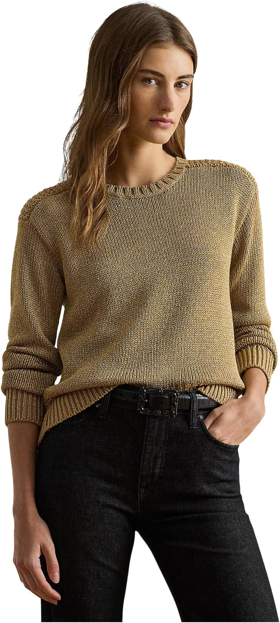 

Свитер Lauren Ralph Lauren Women's Metallic Cotton-Blend Crew Neck Sweater, Relic Gold Metallic