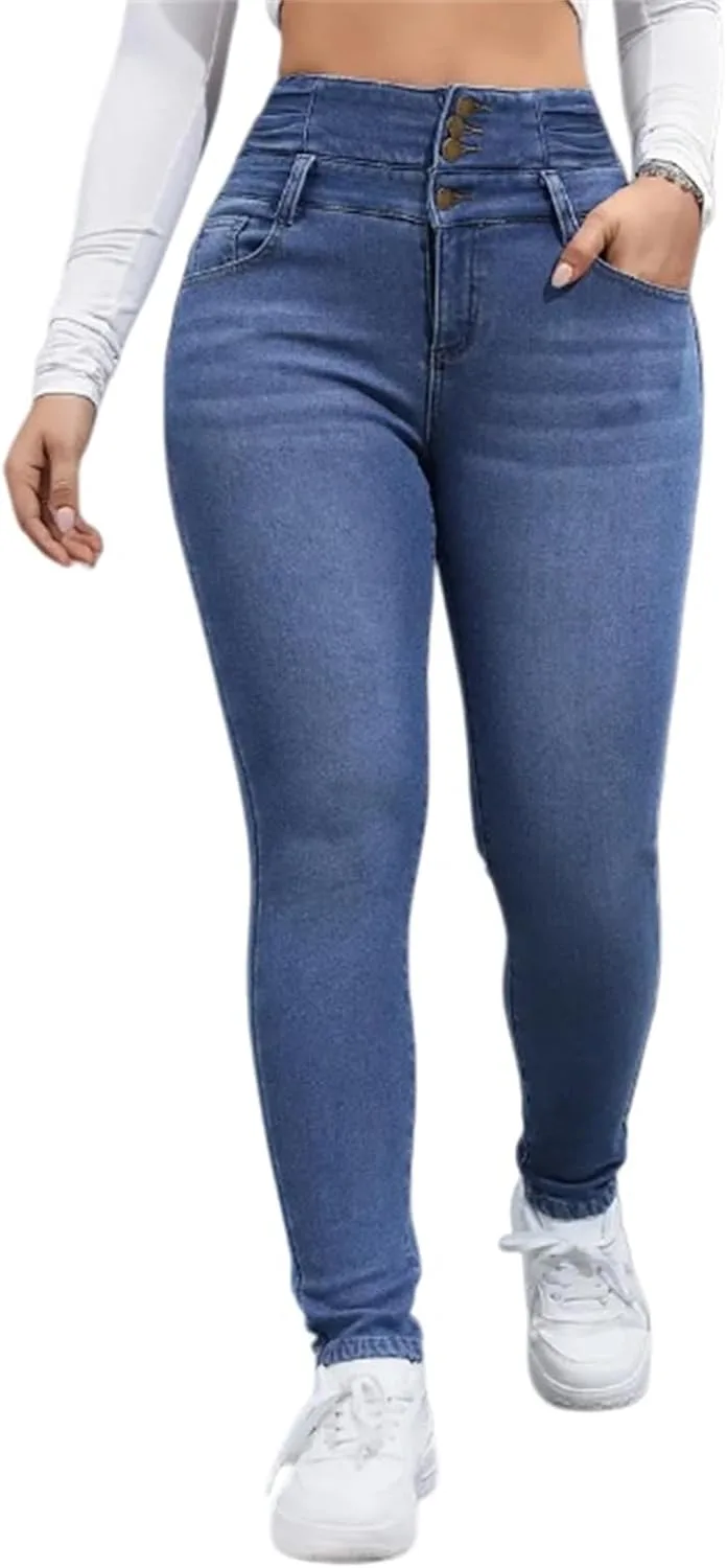 Женские джинсы с флисовой подкладкой, термо, slim fit, super high waisted