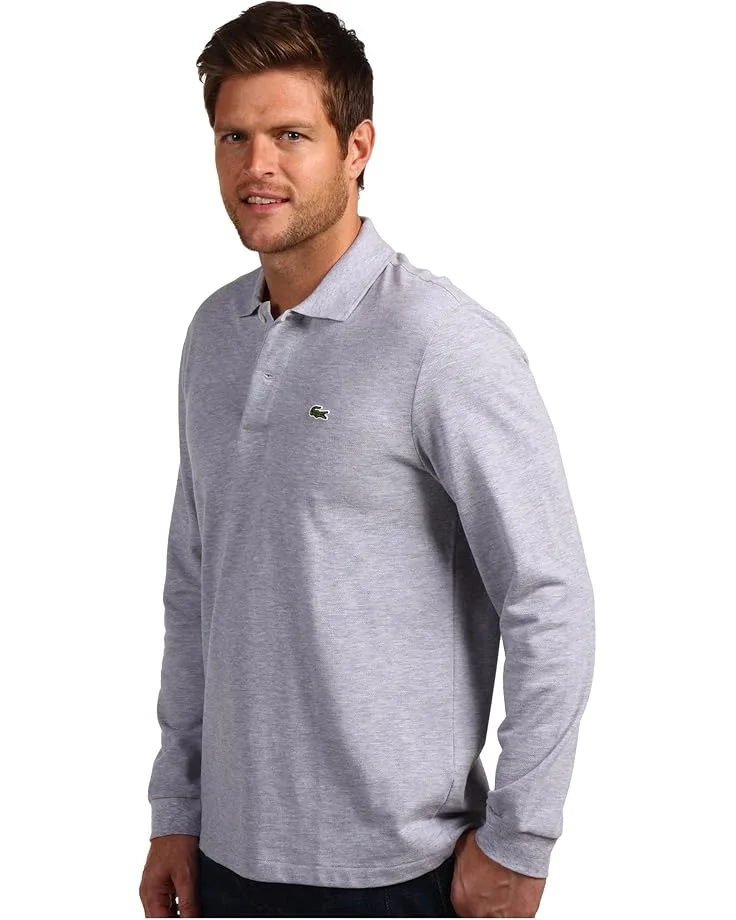 Поло Lacoste Long Sleeve Classic Chine Pique Polo Shirt, Silver Grey Chine — фото 2