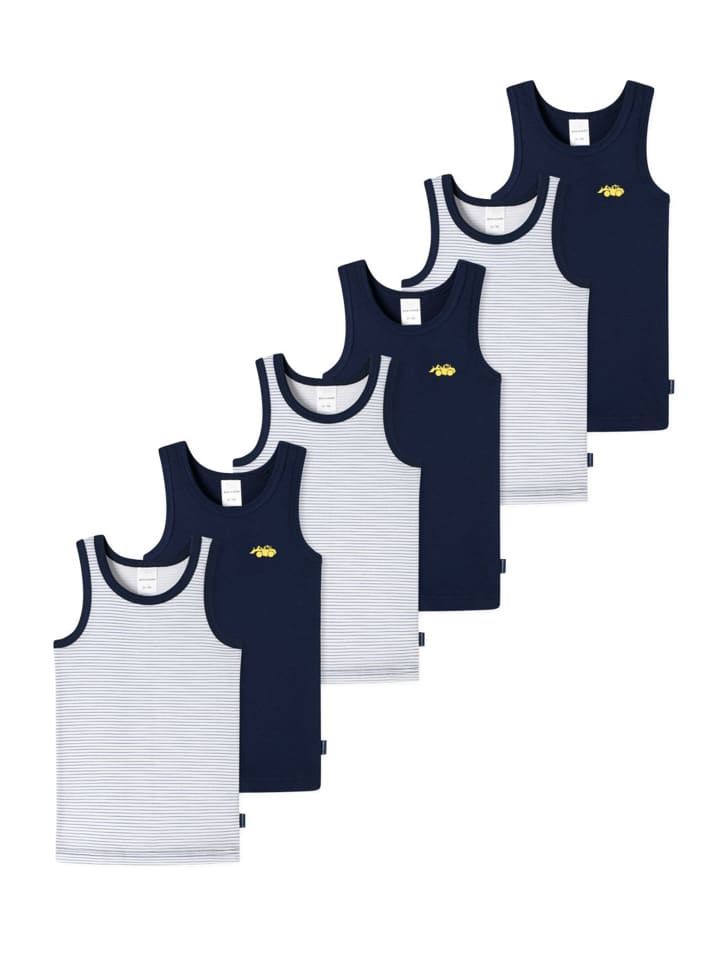 

Schiesser Майка/топ для мальчиков из тонкого ребристого органического хлопка, сине-белая полоска