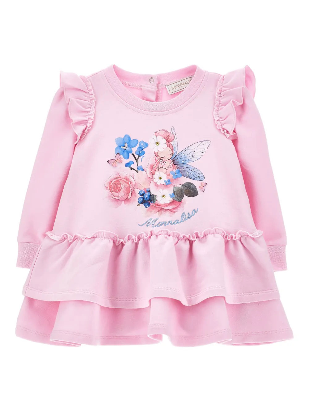 

Платье с оборками и цветочным принтом Monnalisa, розовый