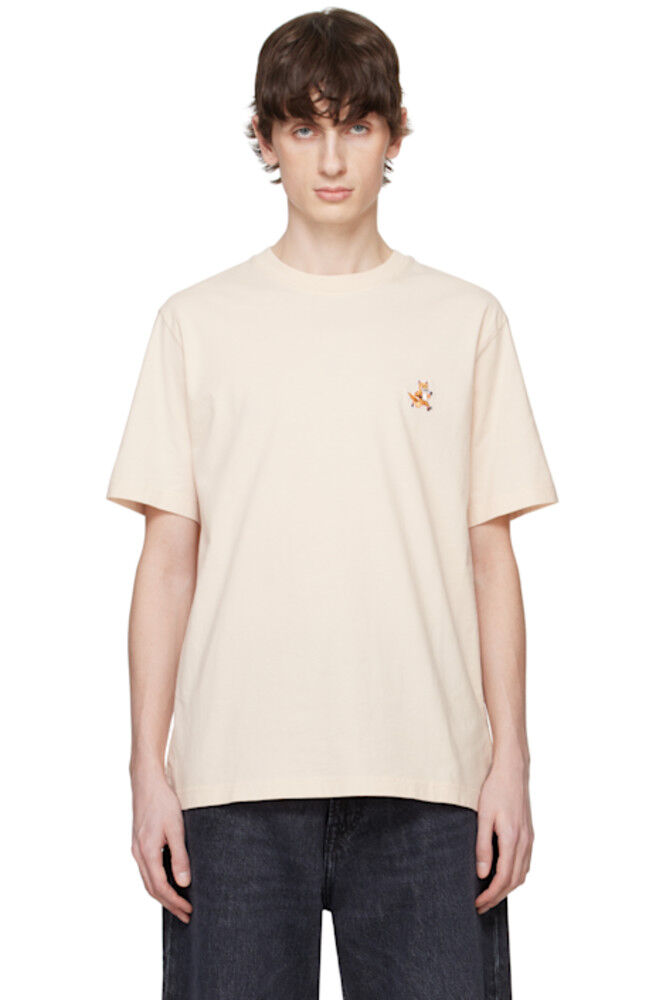 

Футболка бежевая с нашивкой Speedy Fox Comfort Maison Kitsuné