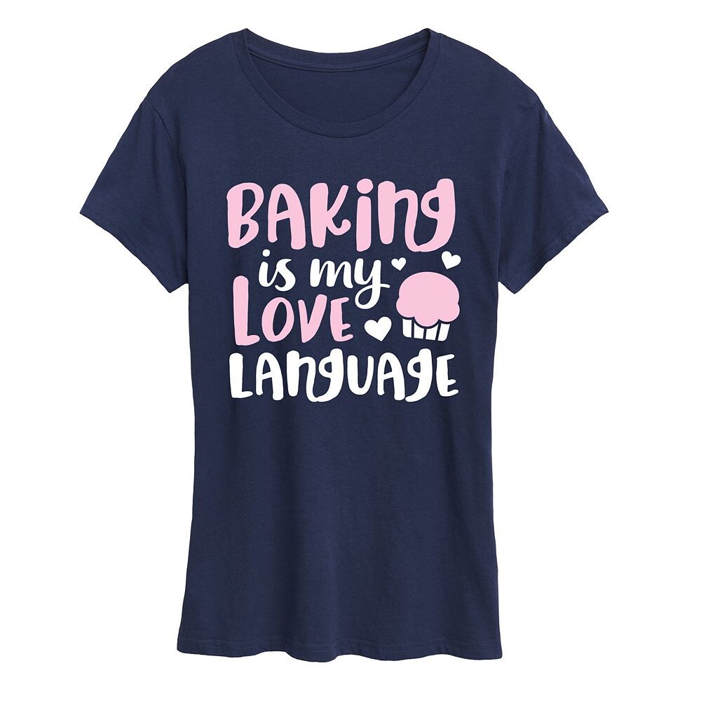 

Женская футболка с рисунком Baking Is My Love Language Licensed Character, темно-синий