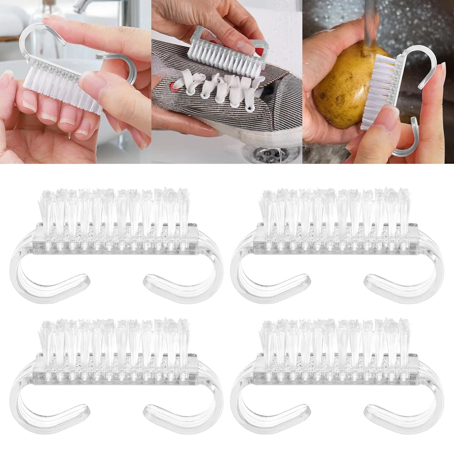 Набор из 20 щеток для чистки ногтей с ручкой ‎Generic, White/Opulent Garden