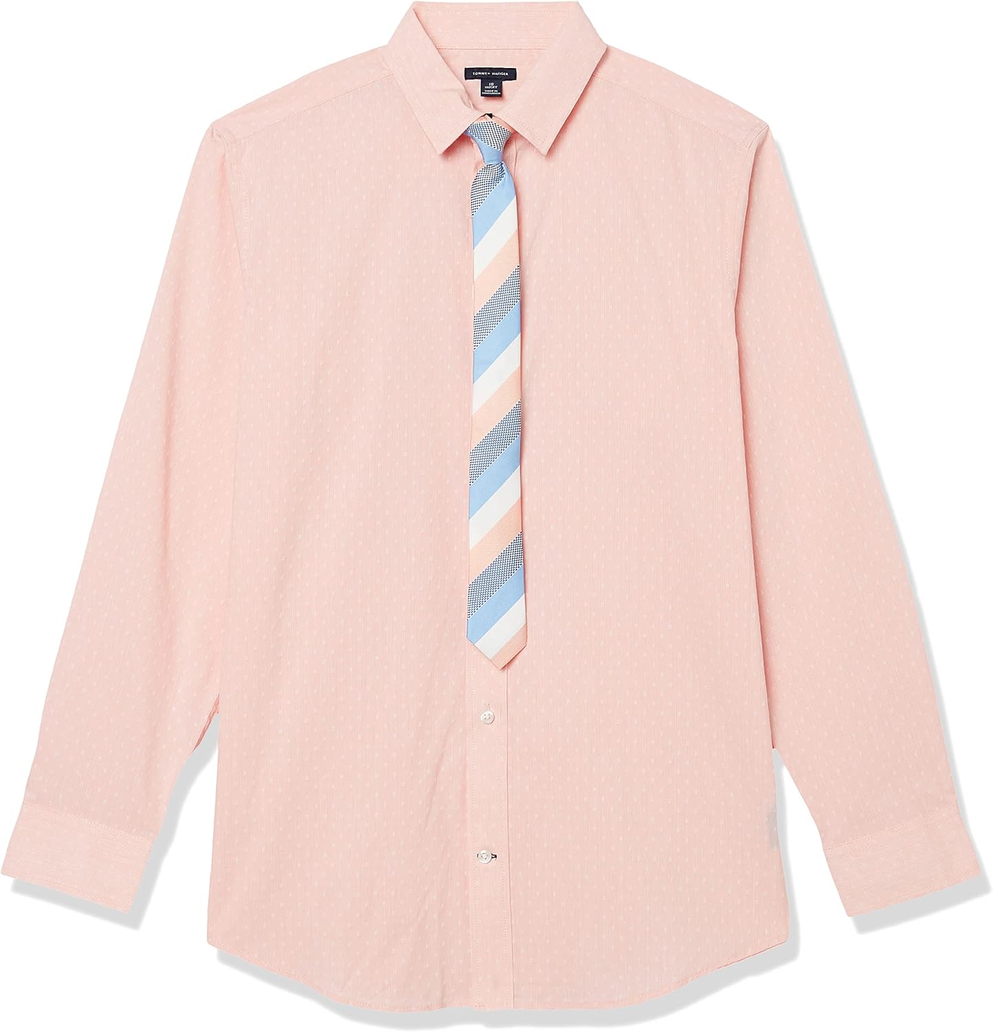 

Рубашка Tommy Hilfiger для мальчиков с длинными рукавами, прямым галстуком, воротником на пуговицах и манжетами на рукавах, Melonade