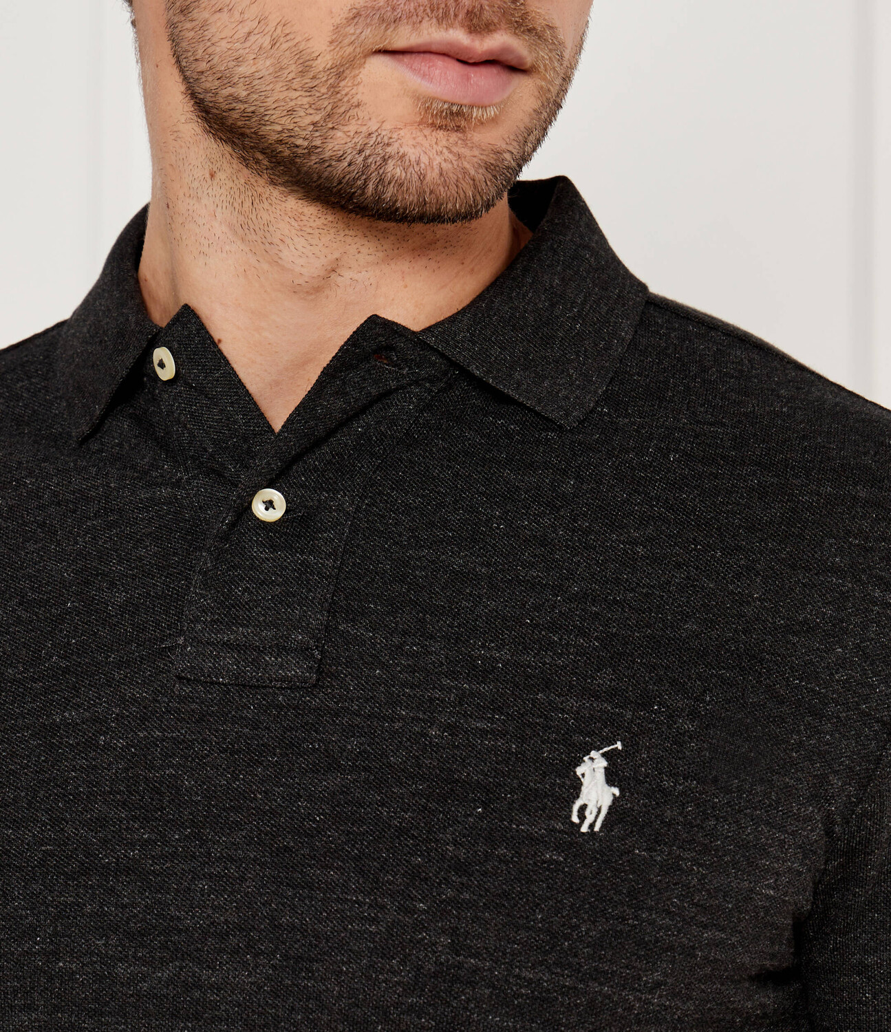 Поло POLO RALPH LAUREN slim fit pique, черный — фото 4