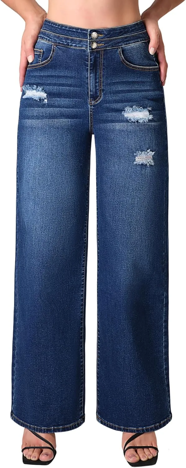 

Roswear Stretchy Loose Jeans для женщин, Wide Leg, High Waisted