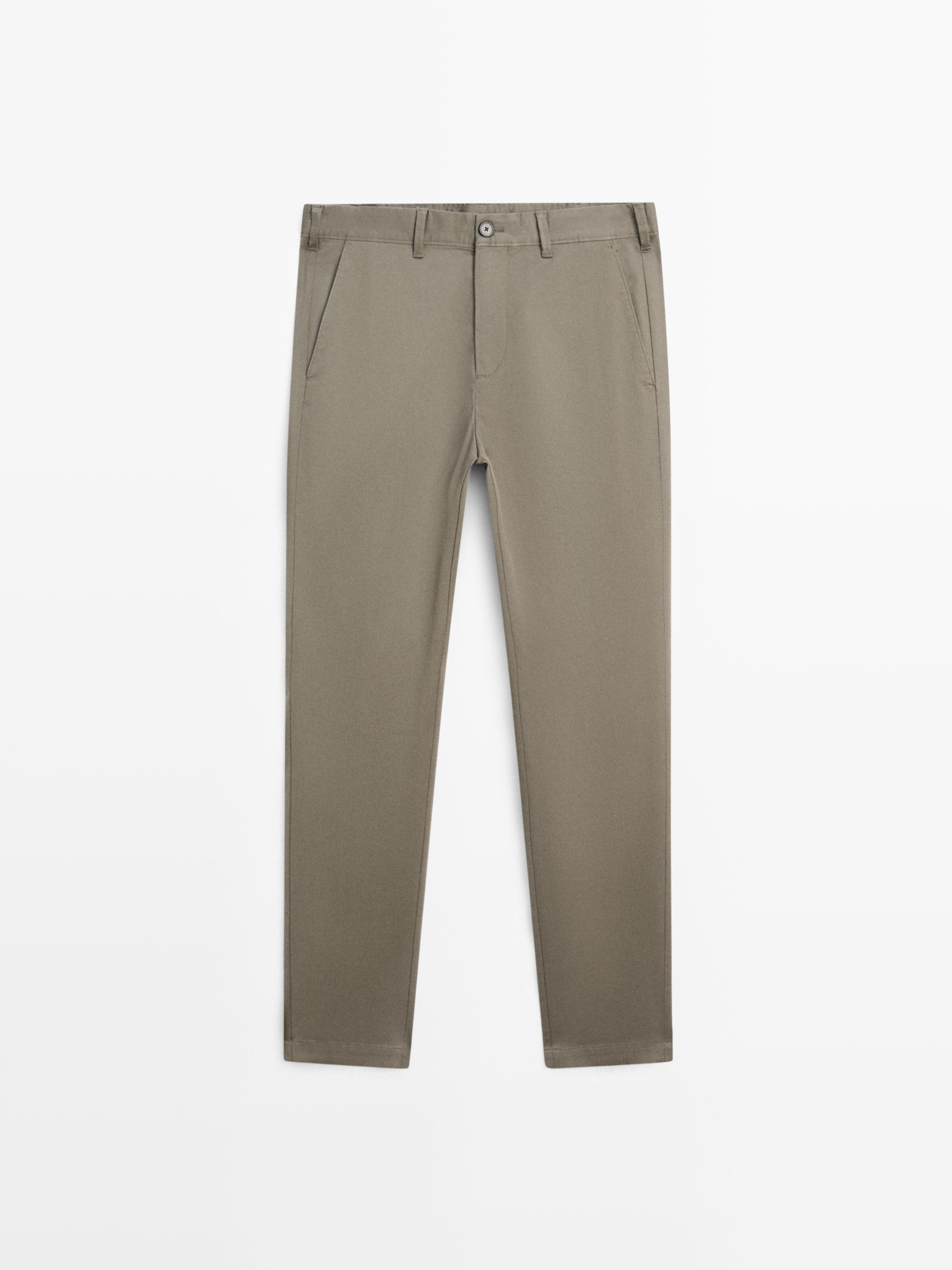 Брюки slim fit из хлопковой смеси Massimo Dutti, green — фото 2