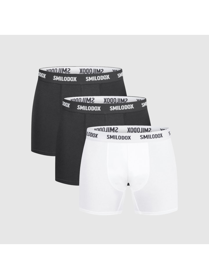 

SMILODOX Комплект из 3 боксерских трусов, черно-белые
