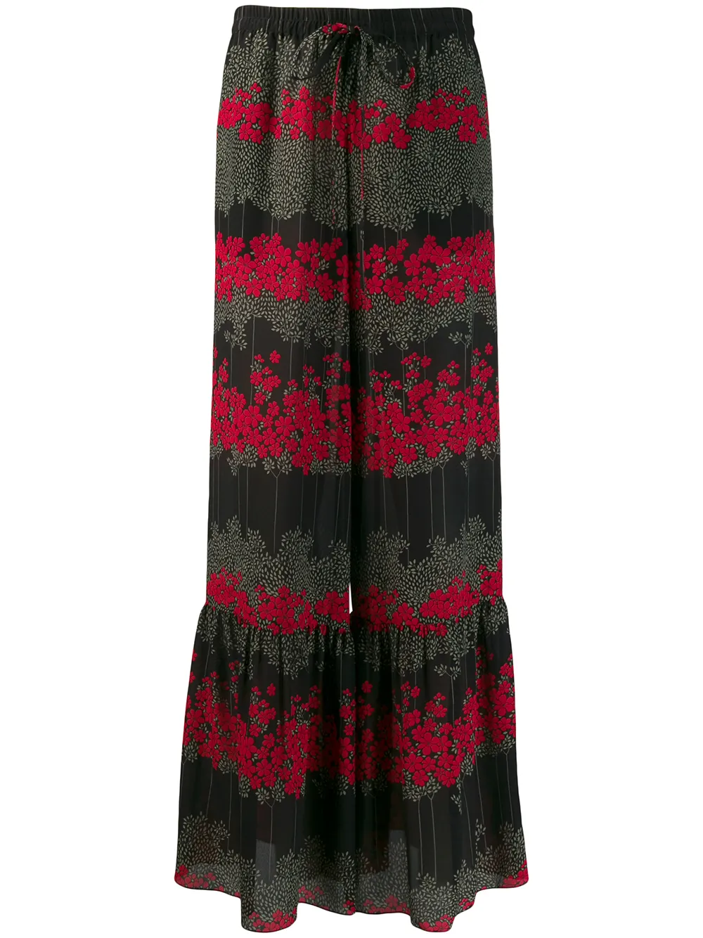 

Расклешенные брюки с цветочным принтом RED Valentino, черный