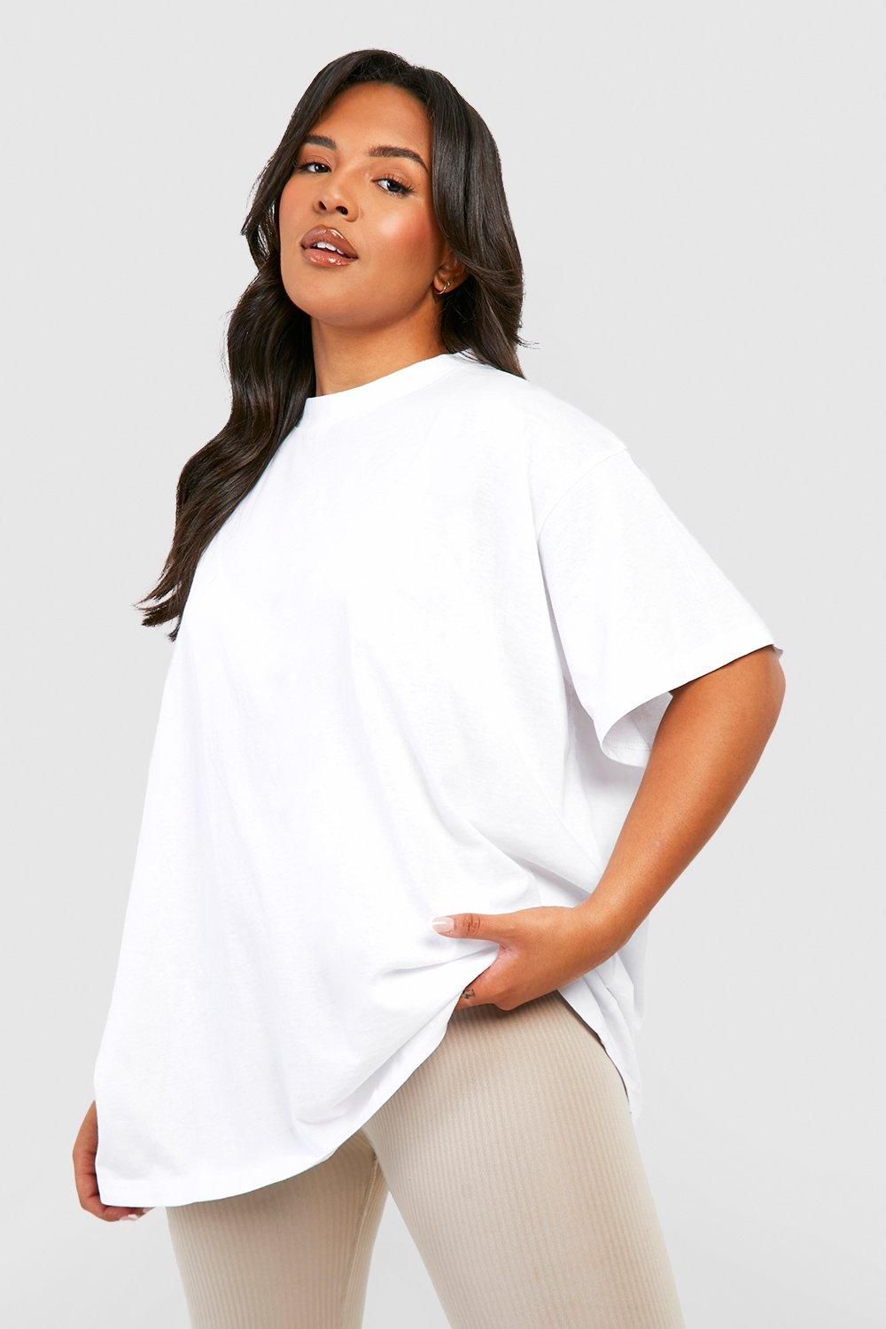 

Футболка хлопковая Boohoo Plus с круглым вырезом, белый