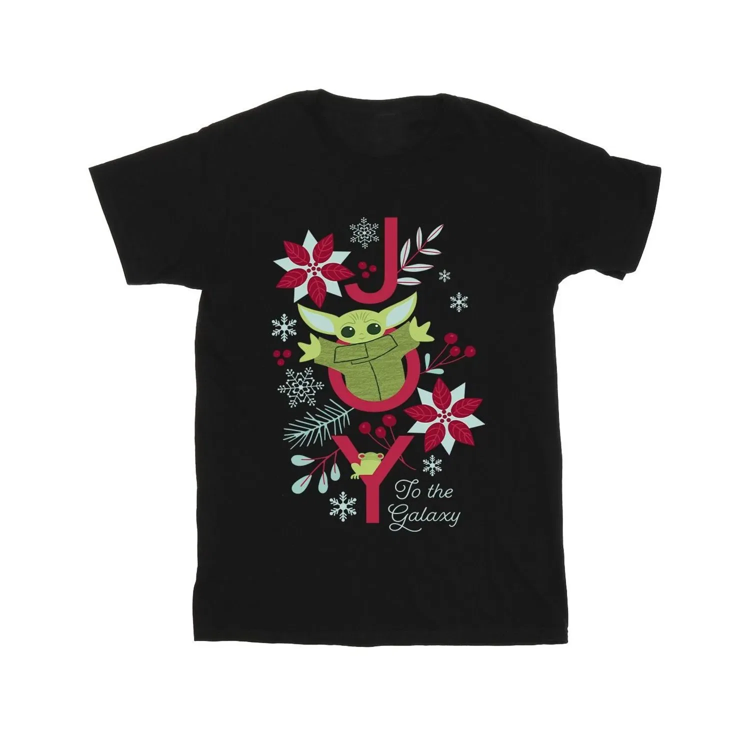 Футболка детская с принтом Baby Yoda Star Wars, черный