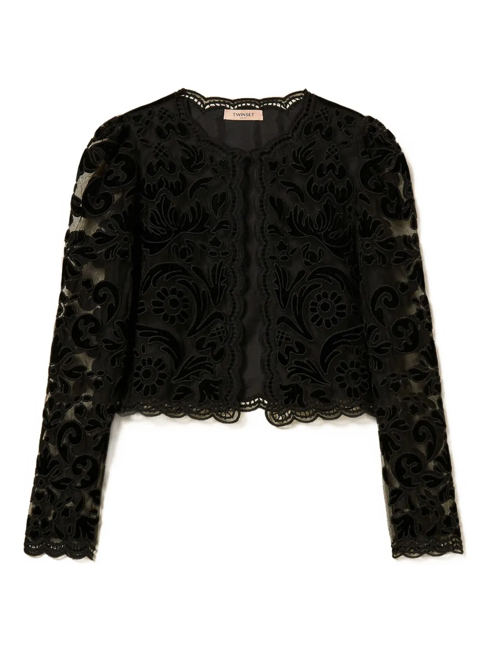

Кардиган на пуговице с кружевом Twinset, черный