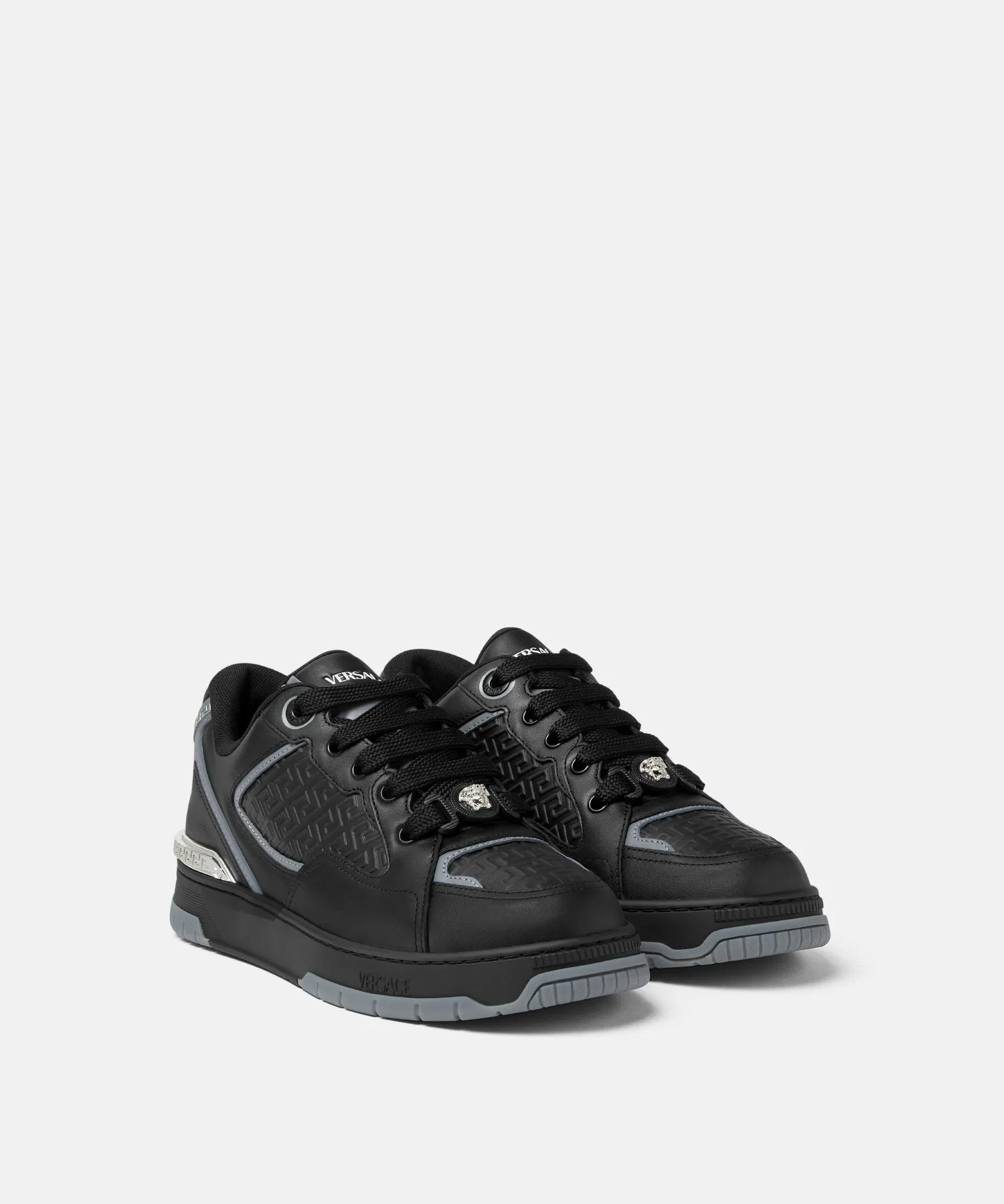 Мужские кожаные кроссовки Versace Biggie Basket чёрные — фото 4