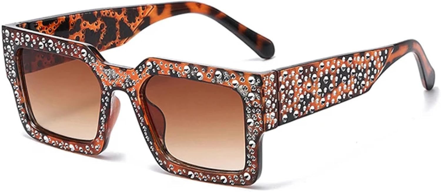 

Солнцезащитные очки с имитацией бриллиантов для женщин и мужчин, роскошные, сверкающие, для отдыха на природе, пляжа и путешествий, солнцезащитные очки UV400 TKKTLLT, Leopard Tea