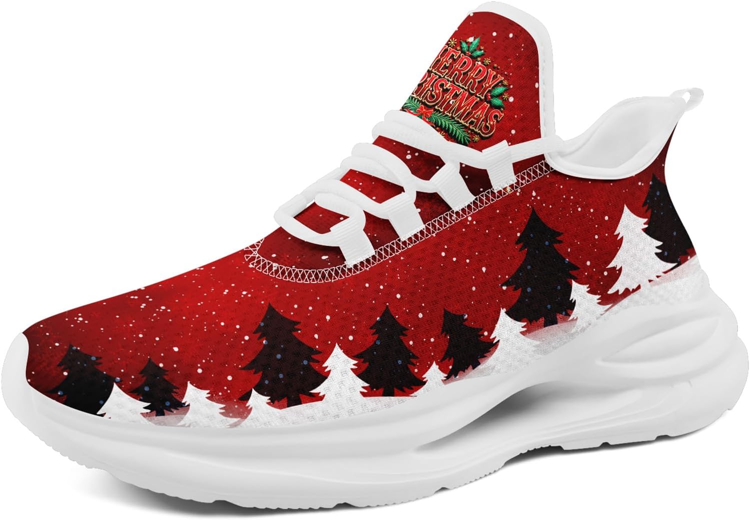 

Кроссовки AWSOLE на Рождество для мужчин и женщин, дышащие, удобные, с амортизацией, красные, белые и черные, стильные, легкие, для бега