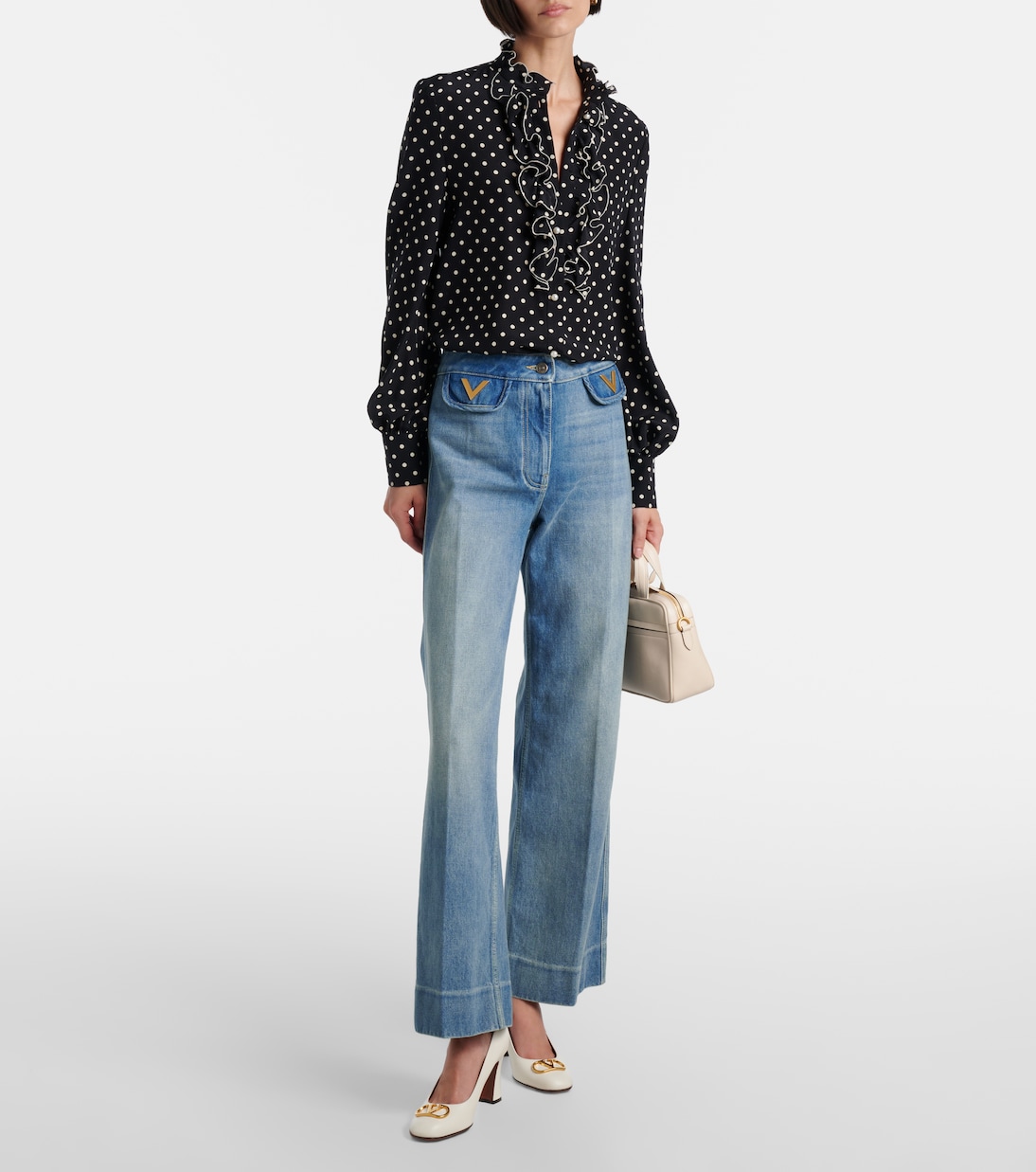Кожаные туфли-лодочки VLogo Signature 80 Valentino Garavani, слоновая кость — фото 3