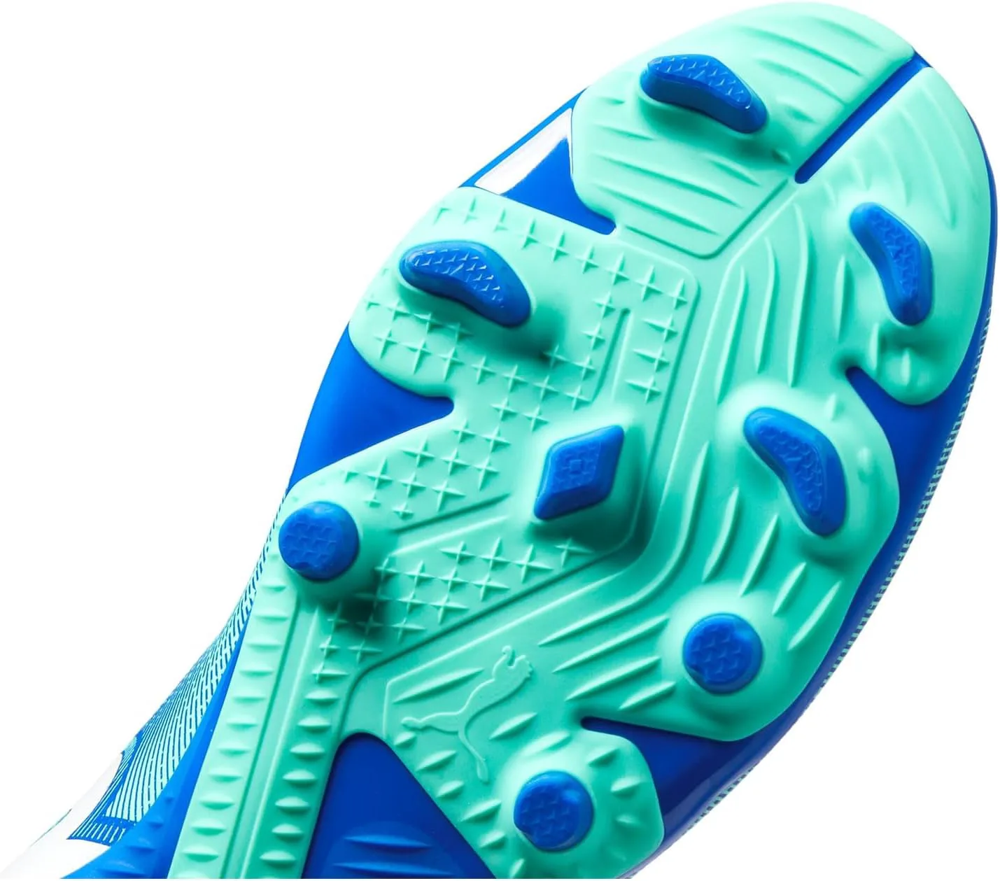 Футбольные бутсы Puma Men's Future 7 Play Firm для искусственного газона, синий/мятный/белый — фото 4