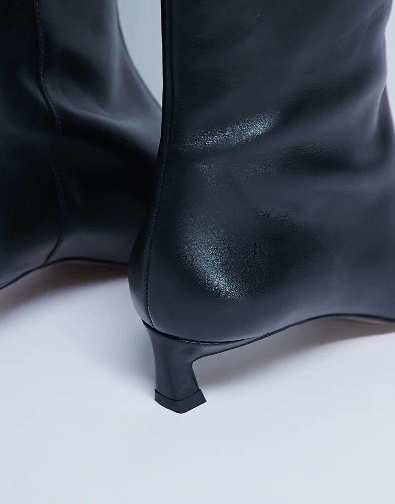 Сапоги Topshop Sophie Premium из натуральной кожи с острым носком, черные — фото 4