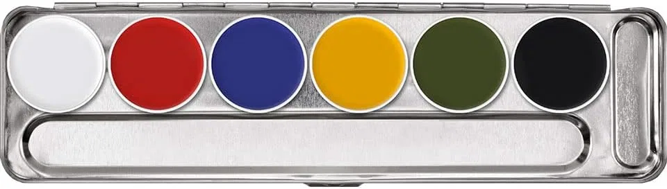 Палетка консилеров Kryolan Supracolor 6 цветов, Renelo, белая мини, набор 6 оттенков