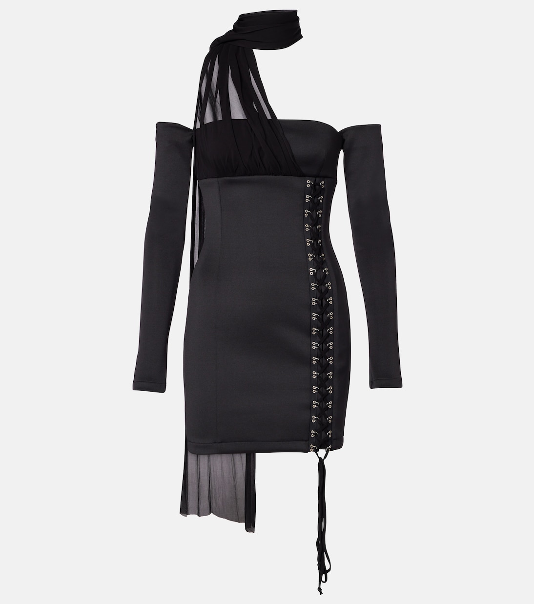 

Мини-платье с открытыми плечами Scuba Blumarine, черный