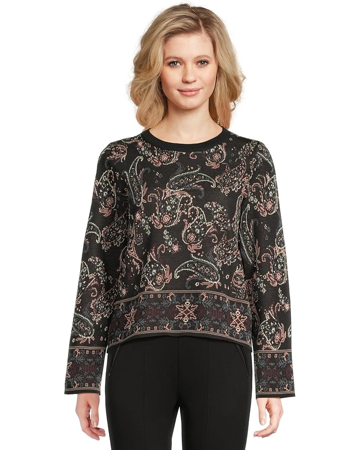 

Женский свитер Vince Camuto Festival Paisley Crew Neck, Rich Black