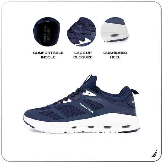 Мужские кроссовки Nautica для бега, спортивные, модные, с шнуровкой, мягкие для тренировок, тенниса - с амортизацией, дышащие, легкие и удобные, белый — фото 2