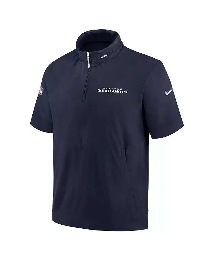 Мужская худи-полузип с коротким рукавом Seattle Seahawks 2024 College Navy для тренерского персонала Nike — фото 2