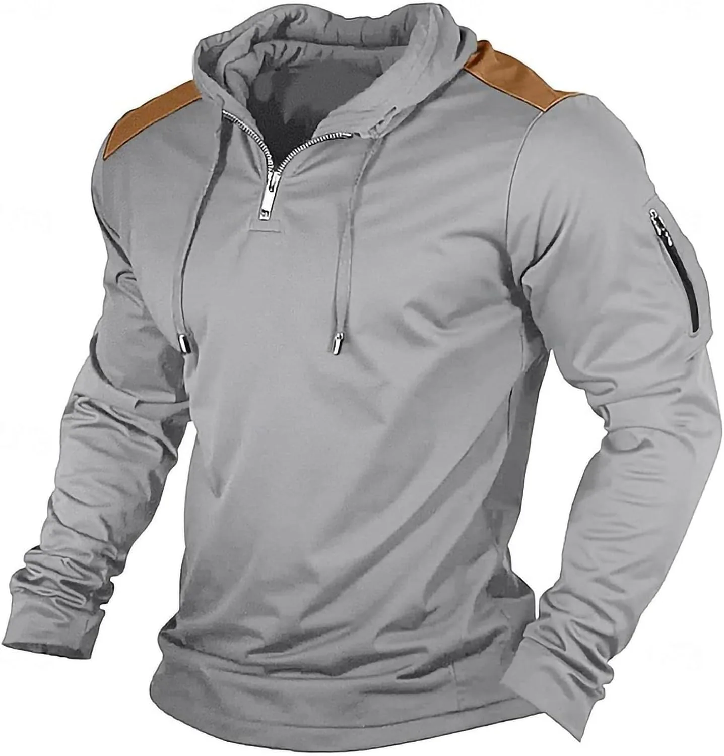 

Мужская толстовка с четвертью молнией и карманом на рукаве