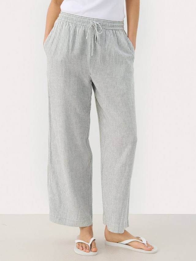 

RosaleePW брюки-кюлоты из полосатого льняного микса Part Two, Green/Multi