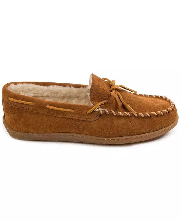 Мужские широкие тапочки на твердой подошве с ворсовой подкладкой Minnetonka, коричневый — фото 2