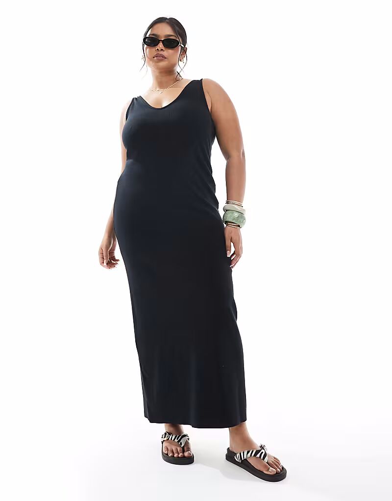 

Платье мидакси ASOS DESIGN Curve без рукавов с V-образным вырезом черного цвета ASOS Curve