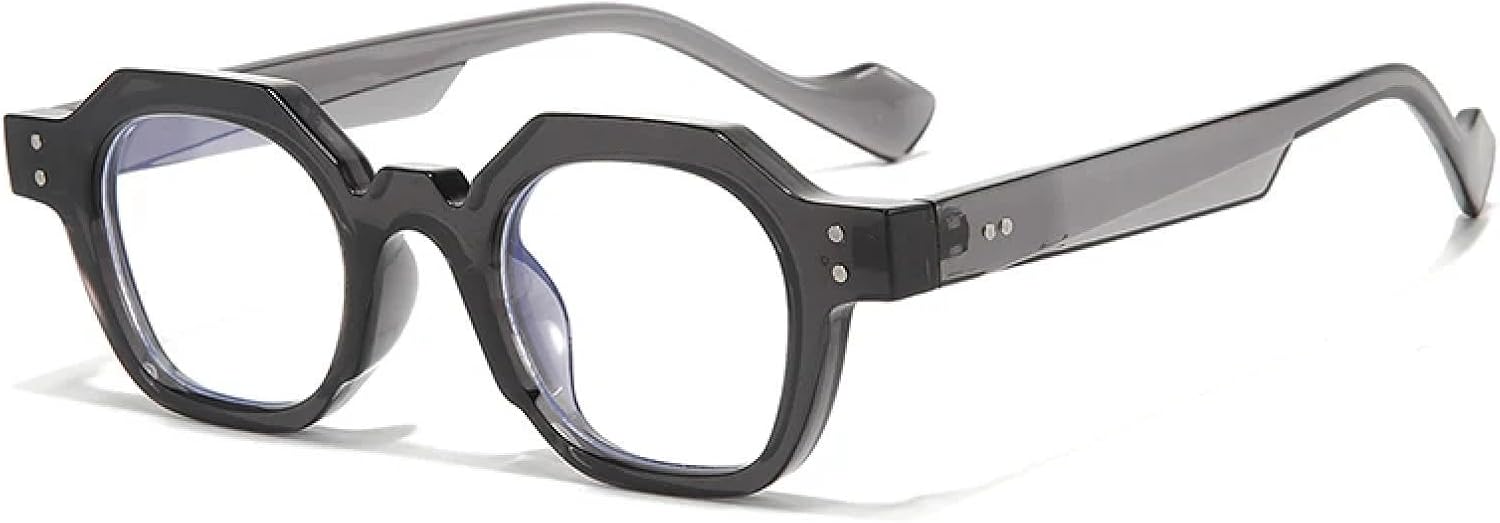 

Ретро-солнцезащитные очки Polygon Small для женщин с защитой от УФ-излучения UV400, в стиле панк, с декоративными заклепками, для мужчин – прозрачная оправа HHZZYVY, Grey Clear