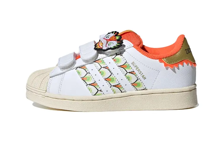 

Детские кроссовки для скейтбординга adidas originals Superstar Series PS, White/Orange