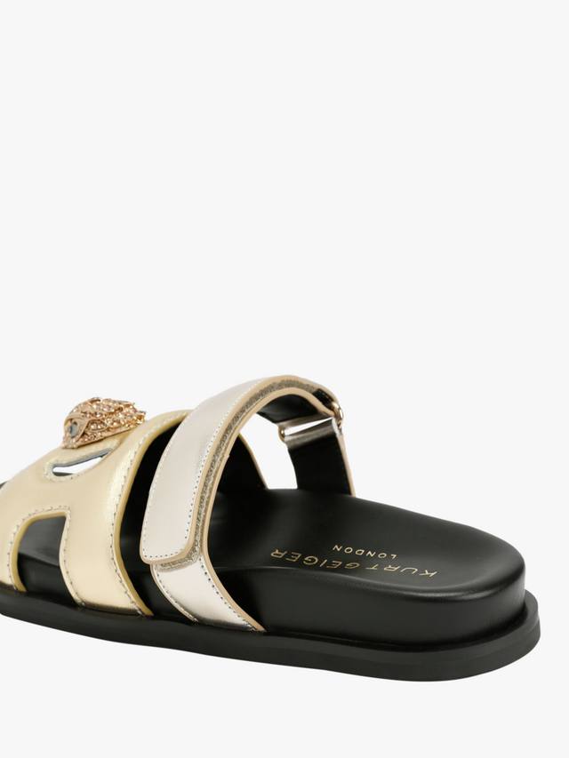 Сандалии с кожаным орлом металлик Kurt Geiger London, Gold — фото 4