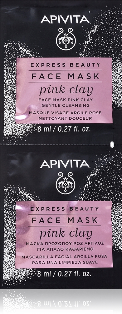 

Экспресс-Маска для очищения лица с розовой глиной Apivita, 2× 8 мл