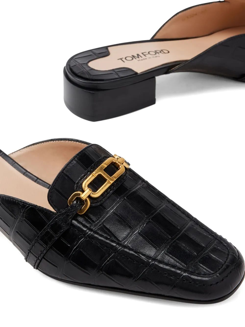 Мюли Whitney с тиснением под кожу крокодила TOM FORD, черный — фото 4