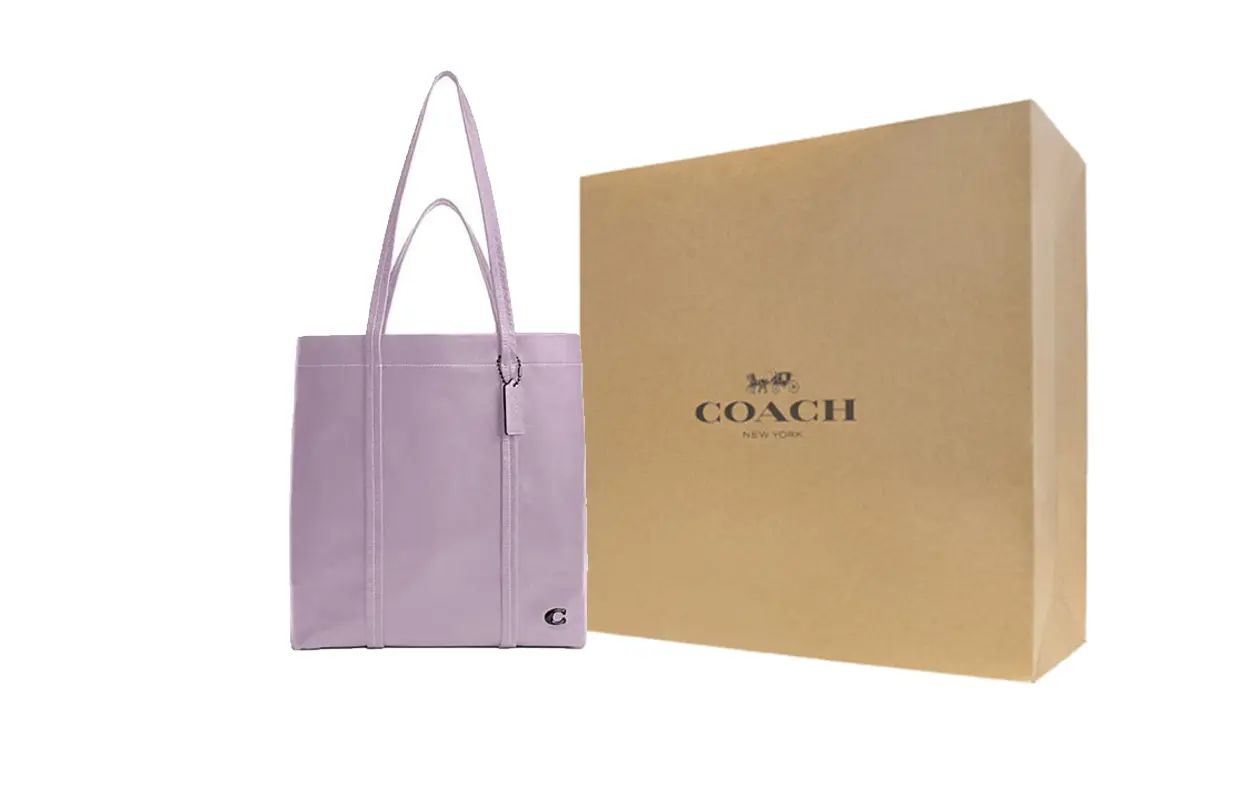 

COACH Сумка-тоут из коровьей кожи, шоппер, женская сумка, большая мужская сумка через плечо, фиолетовая