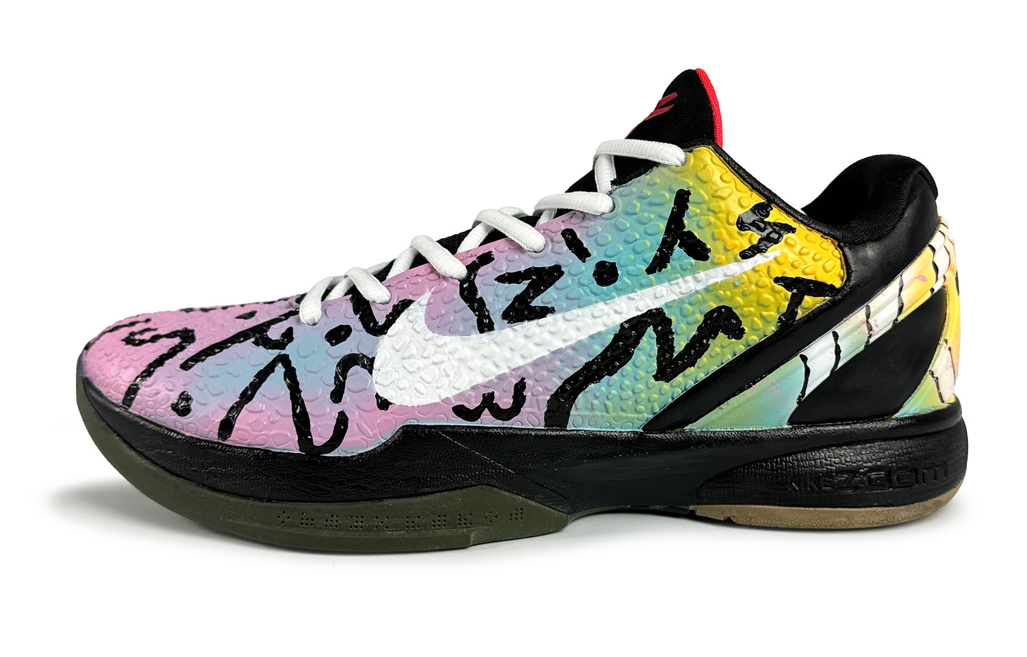 

Nike Кроссовки для баскетбола Zoom Kobe 6 Rebound низкие унисекс, противоскользящие, устойчивые к перекатыванию и износу, розовые, синие, желтые