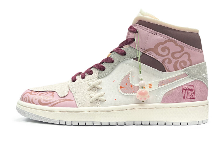

Кроссовки Air JORDAN 1 Vintage Basketball Shoes Men Mid-Top White Pink